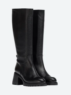 Wonders - Knee High Heel Boot in Black Wild