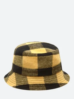 YMC - Bucket Hat in Black/Yellow Buffalo Check