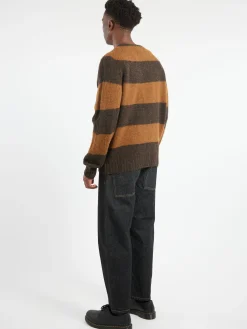 YMC - Suedehead Stripe Sweater in Brown